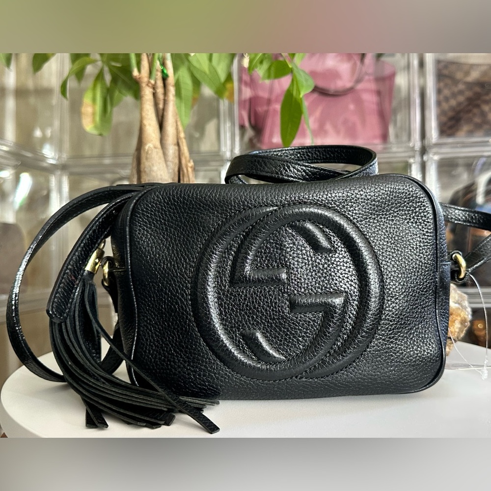 Gucci Black Pebbled Leather Crossbody with Tassel